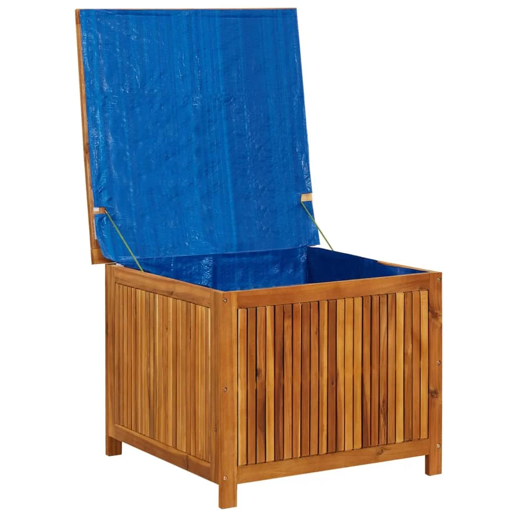 Outdoor Wooden Storage Box 75x75x58cm with Water-Resistant Liner – Solid Acacia