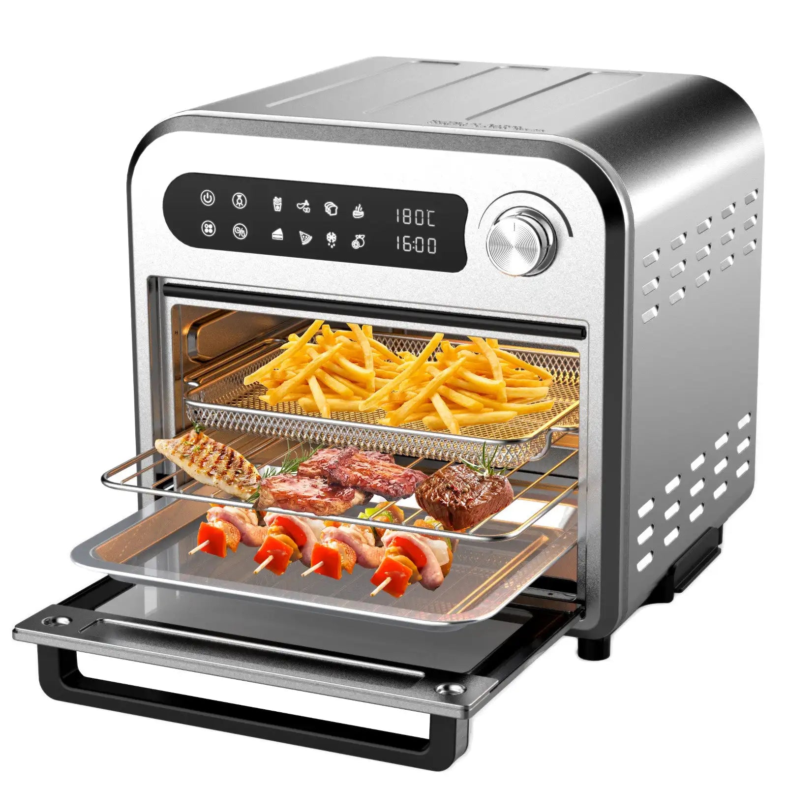 10L Compact Air Fryer Oven with Touch Controls & 7 Preset Functions – Silver
