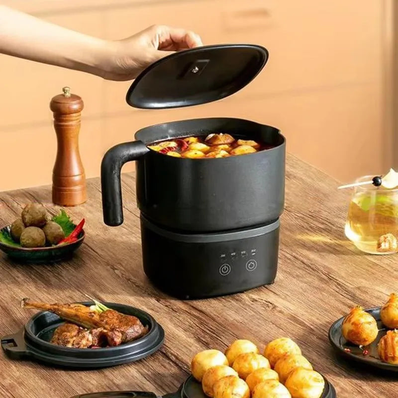 2.2L Portable Electric Cooker Fry, Stew, Grill & Takoyaki Maker with Non-Stick Pot, 800W Heating