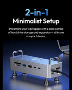 USB-C Docking Station with SSD Enclosure – 2-in-1 Minimalist Setup