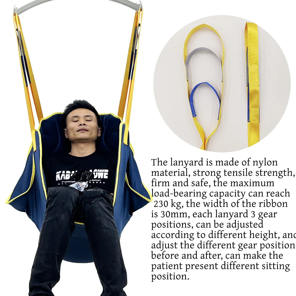 Adjustable Patient Lift Sling with Transfer Straps Blue M