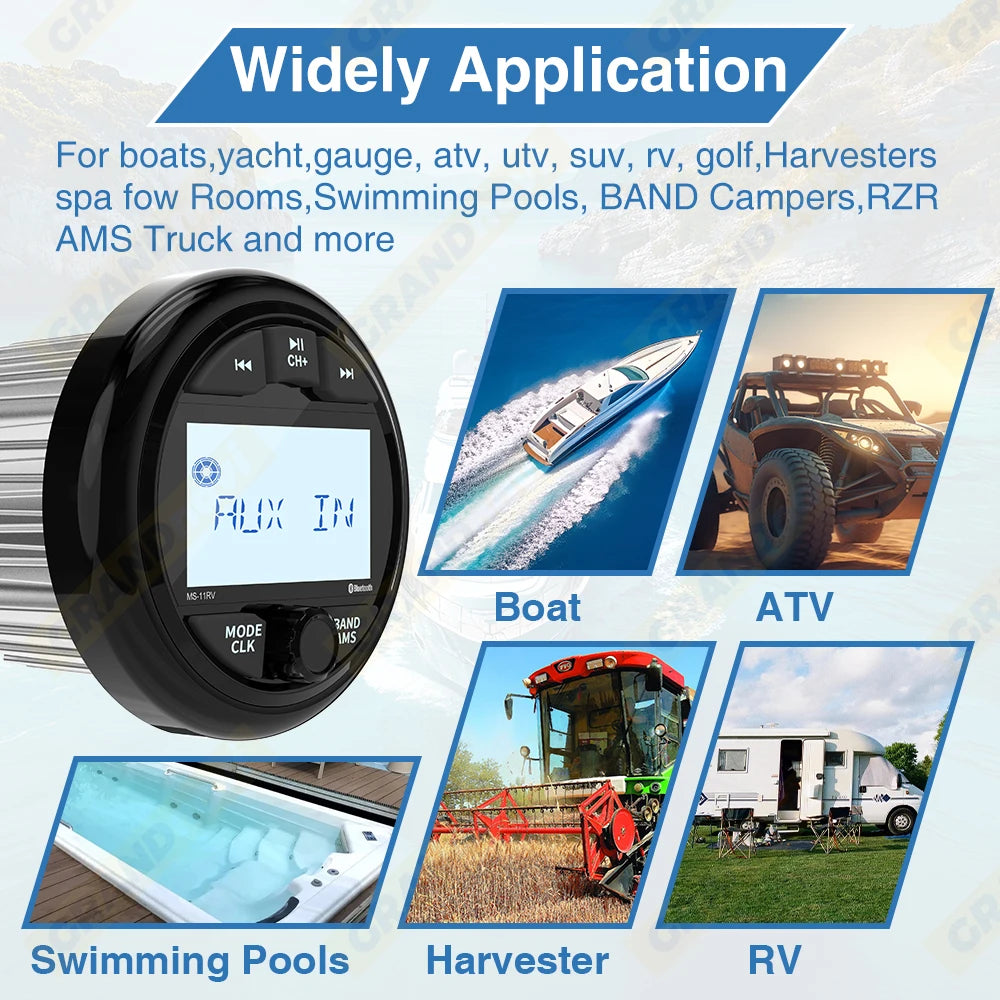 Bluetooth Marine Stereo Radio with FM/AM – Waterproof Audio System for Boats & Outdoor Vehicles