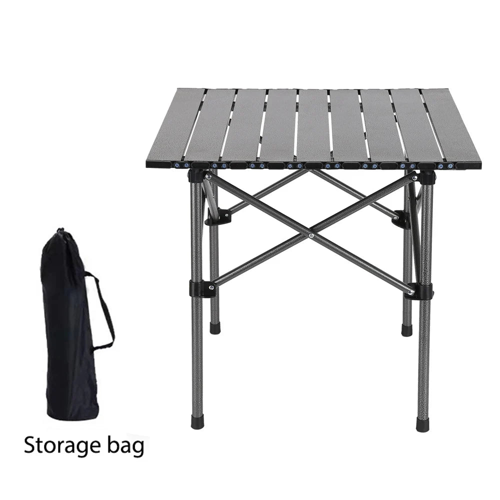 Folding Outdoor Camping Table with Storage Net Grey
