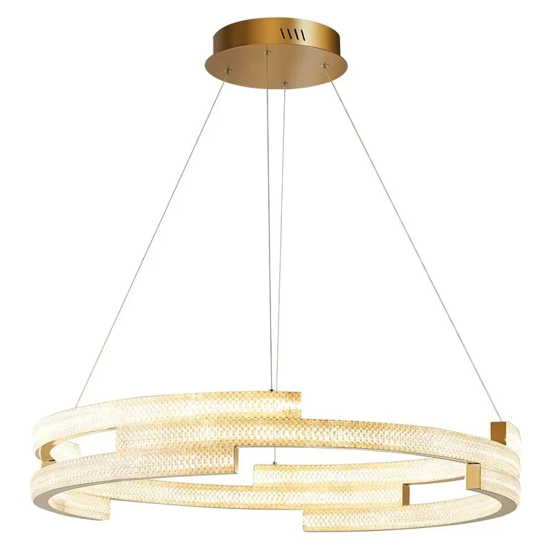 100cm Dimmable Gold Crystal Pendant Light with Remote