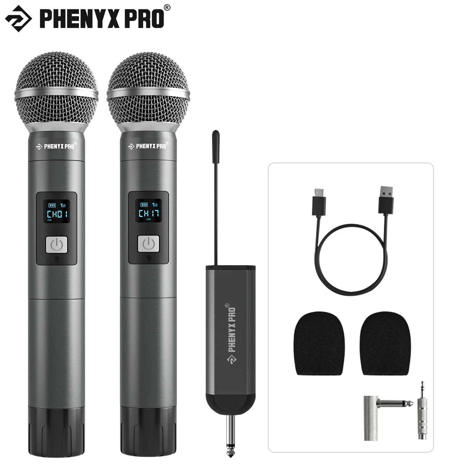 2-Channel Wireless UHF Microphone System for Karaoke & Events