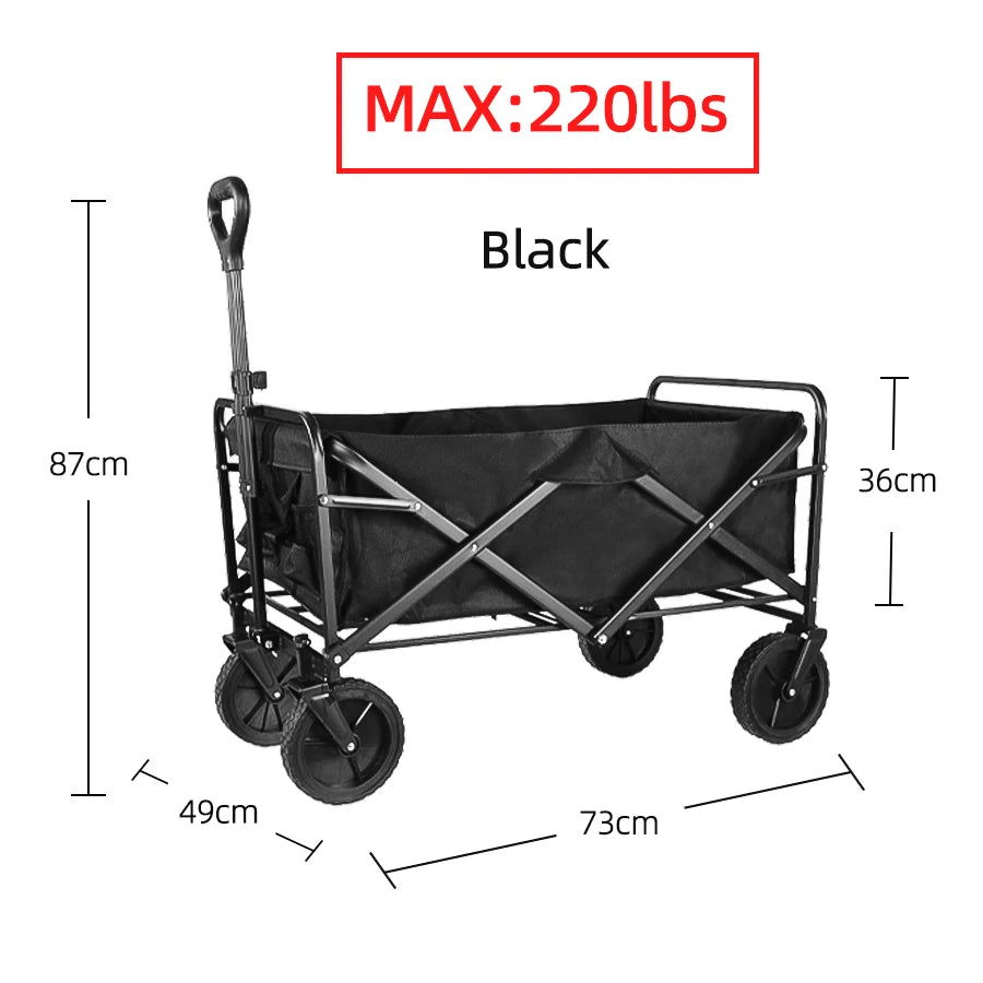 Heavy-Duty Collapsible Folding Wagon Cart – STC Black | All-Terrain Outdoor Utility Trolley