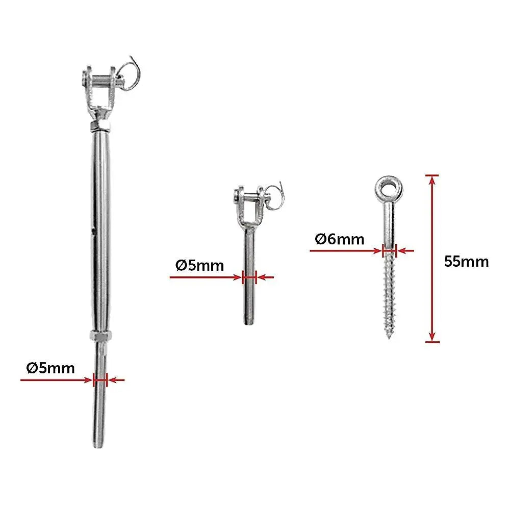 10-Pack Marine-Grade Wire Balustrade Kit with Turnbuckles