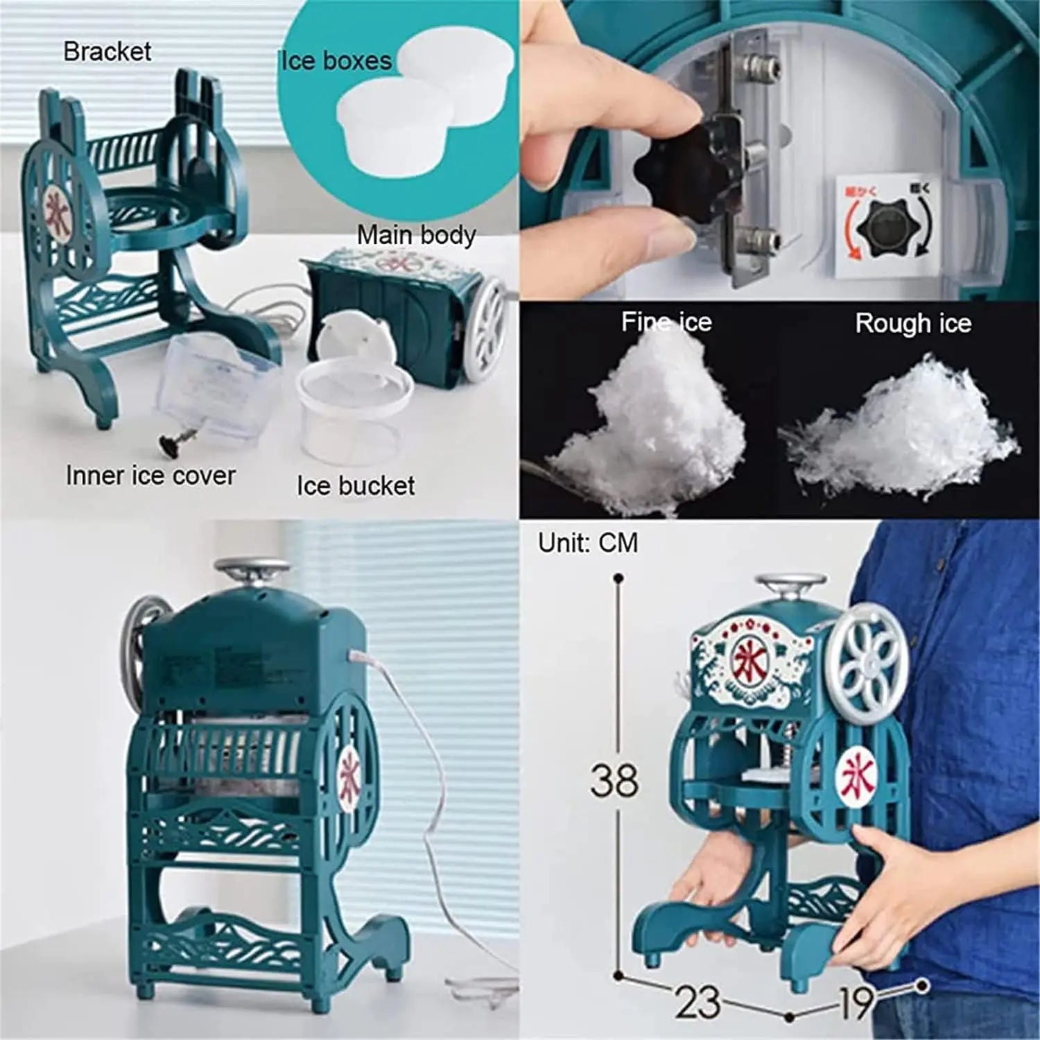 18W Electric Ice Crusher Machine – Fluffy Shaved Ice & Snow Cones Maker with Stainless Steel Blades
