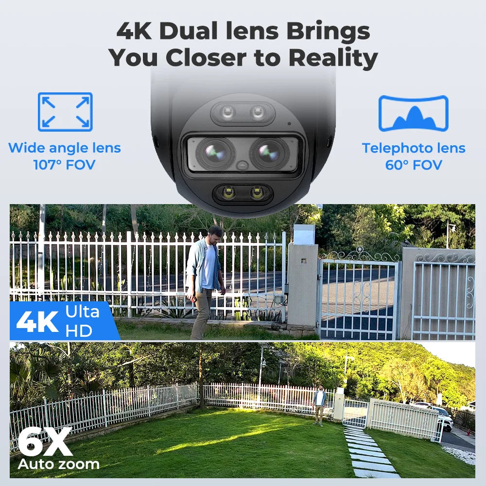 4K Outdoor Security Camera with 256GB Storage & AI Tracking