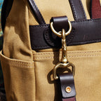 Khaki Vintage Canvas Travel Bag with Leather Strap – 14-Inch Unisex Shoulder Satchel