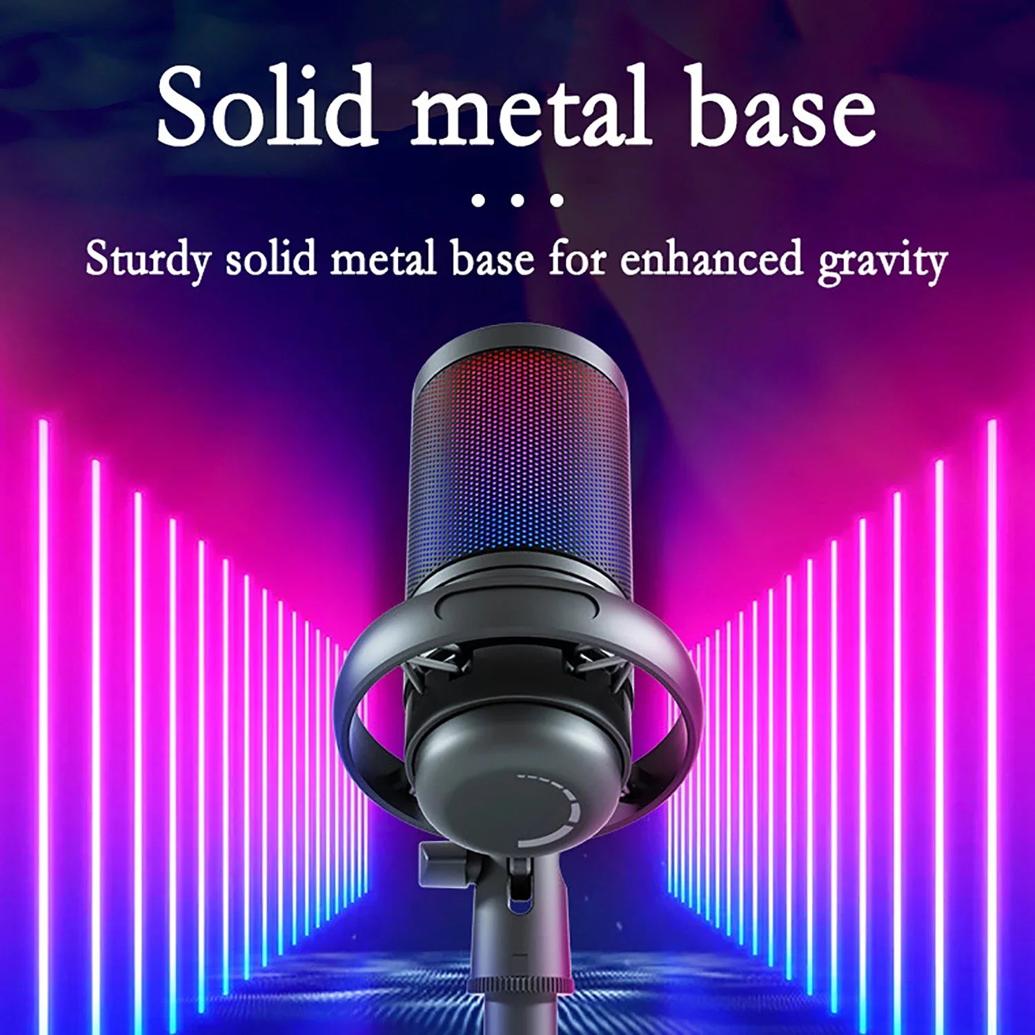 USB Condenser Microphone with RGB Lighting for Streaming