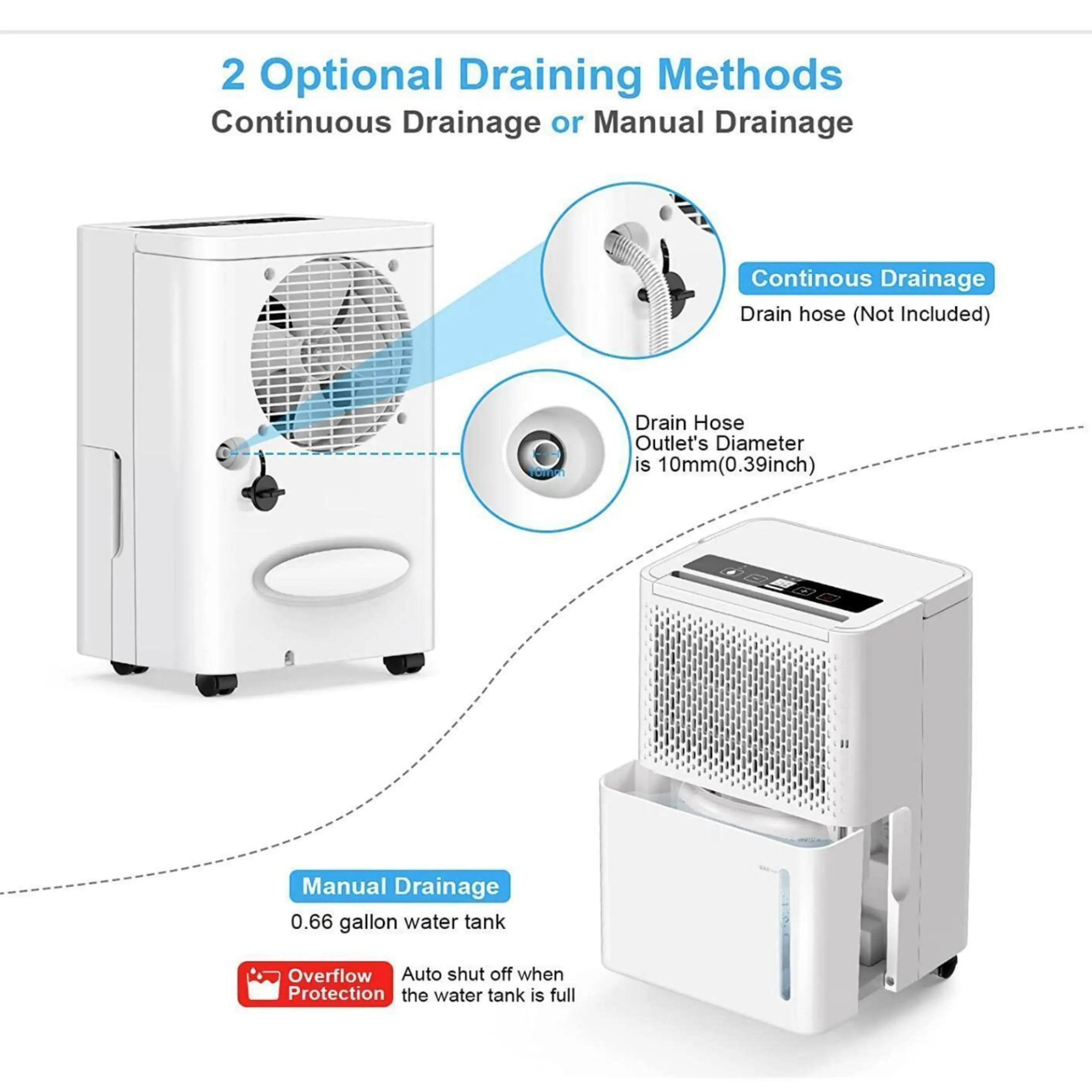 Portable Dehumidifier 12L/Day with Silent Compressor for Home Use