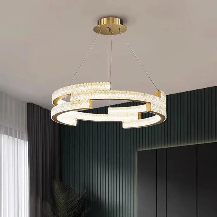 100cm Dimmable Gold Crystal Pendant Light with Remote