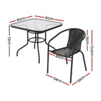 Outdoor Patio Dining Set 5-Piece with Rattan Steel Frame Table & Chairs