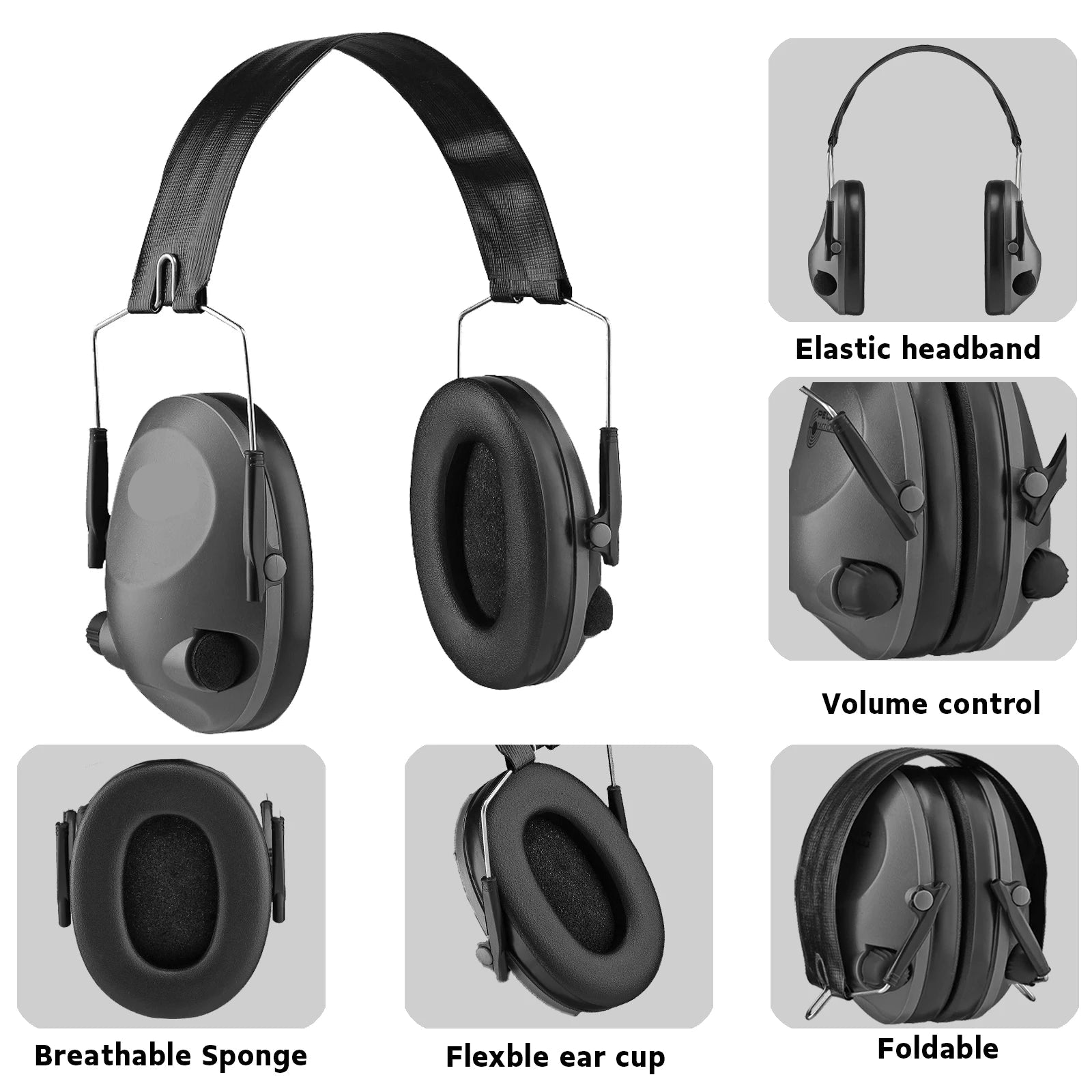Electronic Shooting Earmuffs with 25dB Noise Reduction & Fast 1.5ms Response