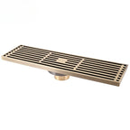 Rectangular Bathroom Floor Drain, Brushed Steel, 8x30cm