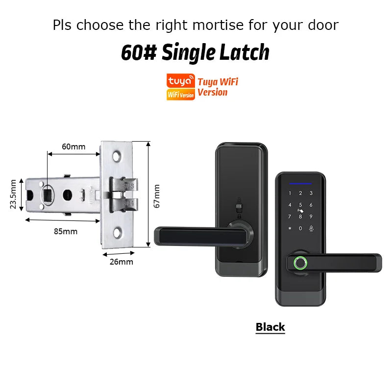 Electronic WiFi Smart Lock with Fingerprint, Code & Card Access – Fits Wooden & Steel Doors