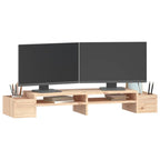 100cm Solid Pine Wood Monitor Stand with Storage Slots & Riser Shelf