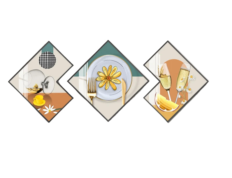 Decorative Canvas Wall Art Prints Modern Style Triptych for Living Room or Dining Space
