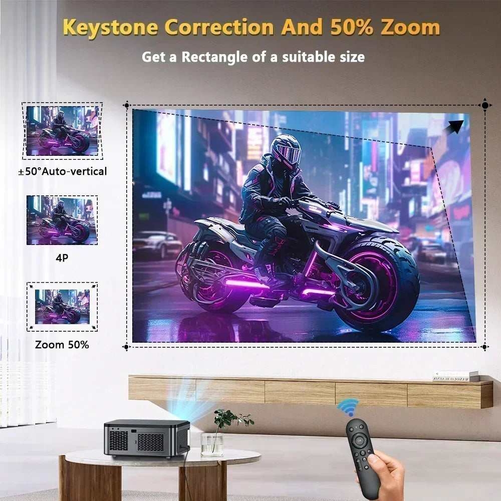 8K Home Projector with Android 9 and Manual Focus