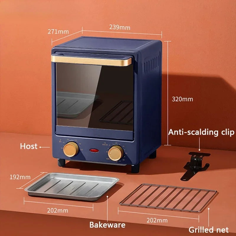 12L Electric Mini Oven with Timer and Quartz Heating