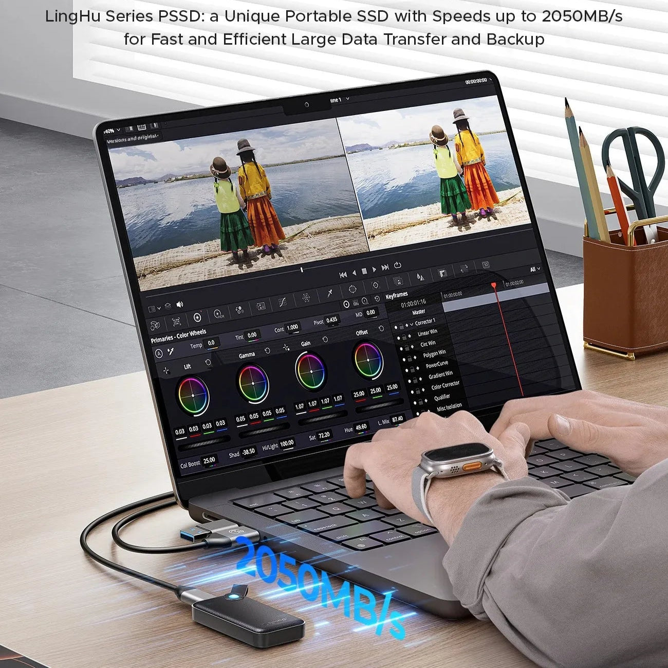1TB External SSD – USB 3.2 Gen 2x2 Portable Drive with 2-in-1 USB-C Cable, 2000MB/s