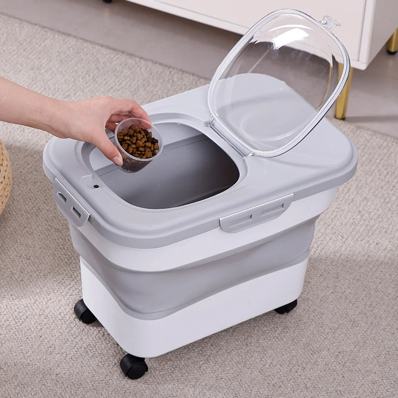 10L Grey Foldable Pet Food Storage Container