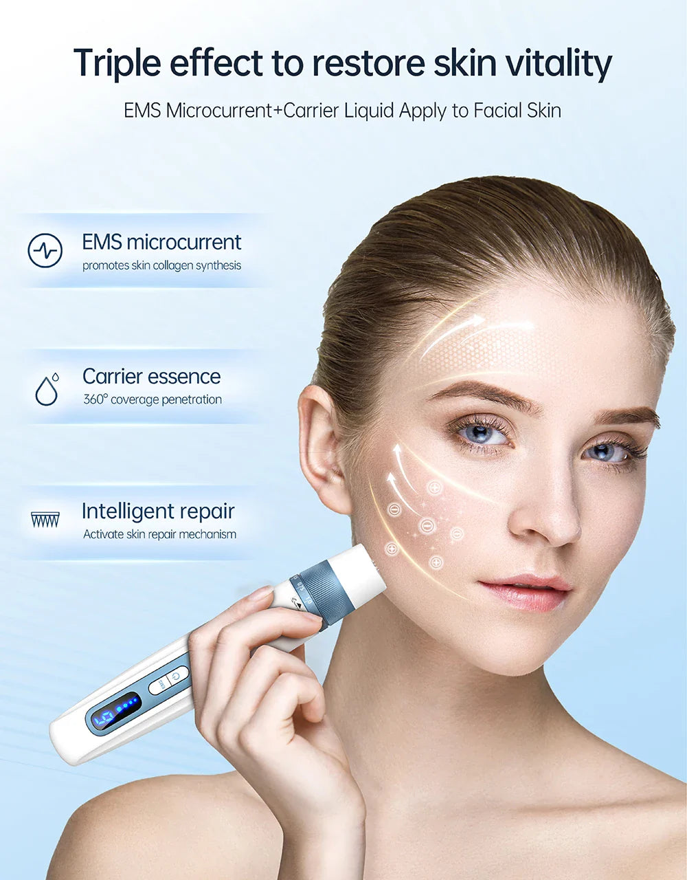2-in-1 Blue Wireless Micro needling Hydra Pen with EMS