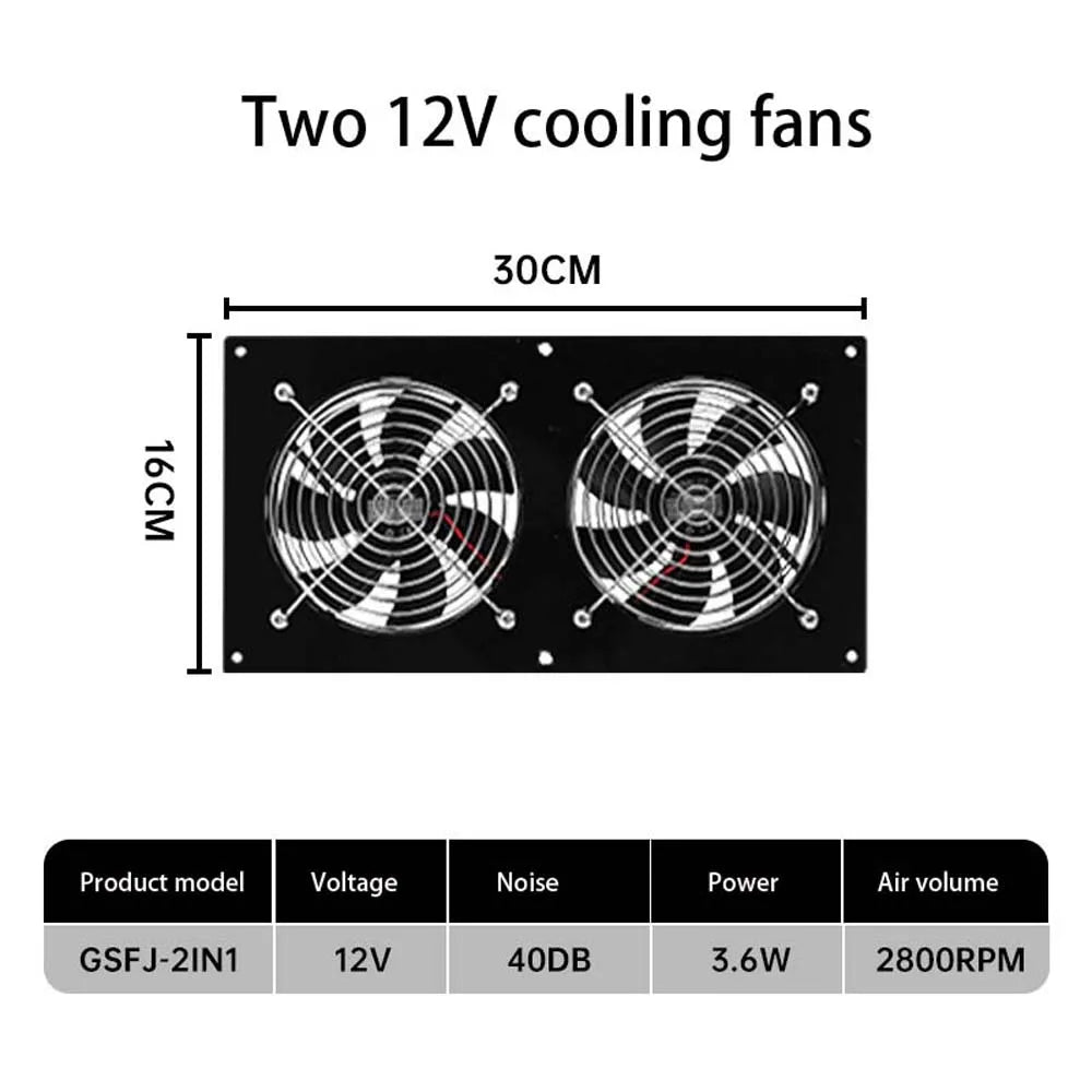 12V Solar Exhaust Fan with Dual Cooling Blades for Kitchen, Greenhouse & Pet Room