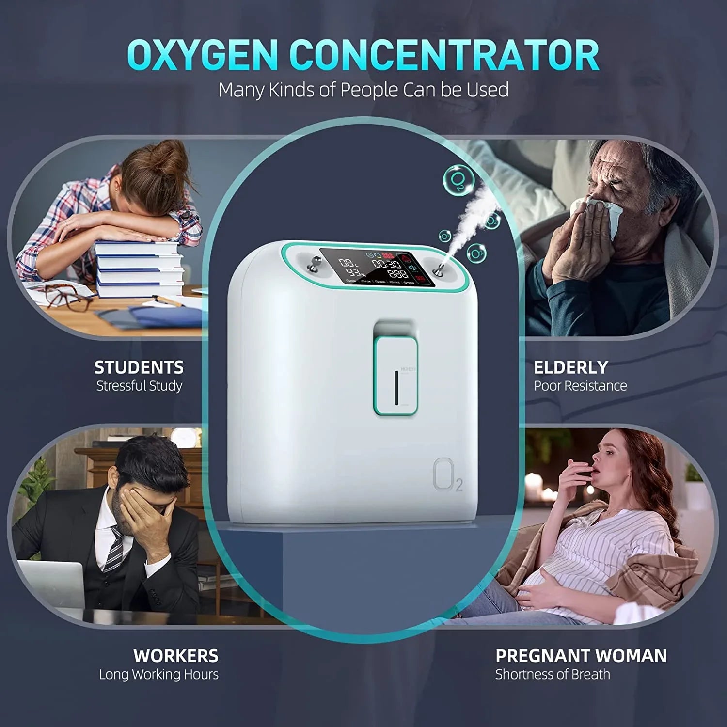 Home Oxygen Machine 96 Percent Purity with AU Plug