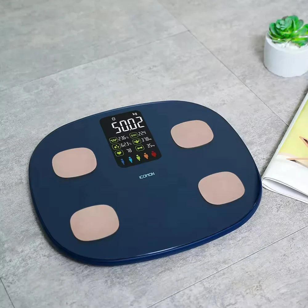 Smart Body Fat Scale, 16 Data Analyzer, Bluetooth, Oval, 180kg Capacity