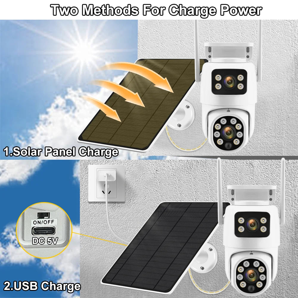 Solar 4G Outdoor PTZ Camera 12MP Dual Lens with Night Vision & Motion Tracking