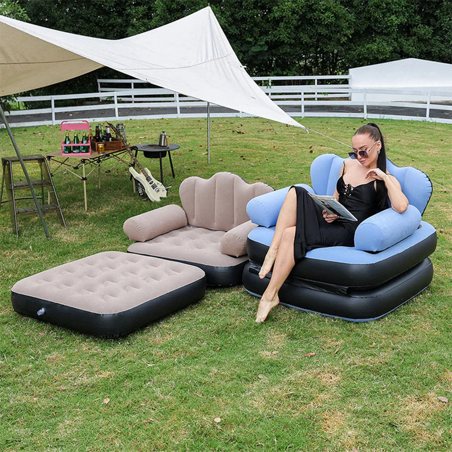Portable Inflatable Lounge Chair with Air Pump Indoor & Outdoor Travel Sofa