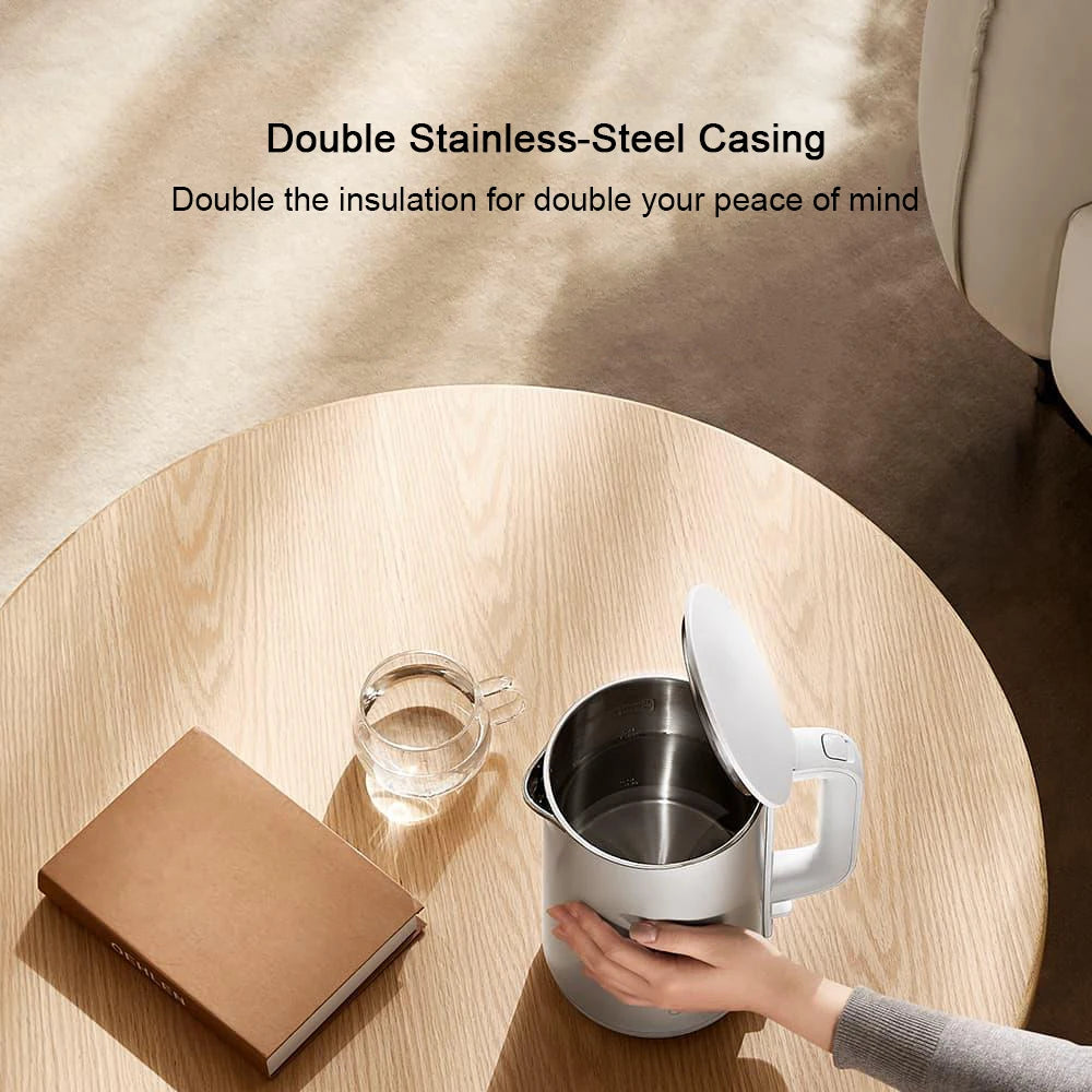 1.7L Electric Kettle with Double Wall, 1800W Fast Boil & 4 Safety Protections