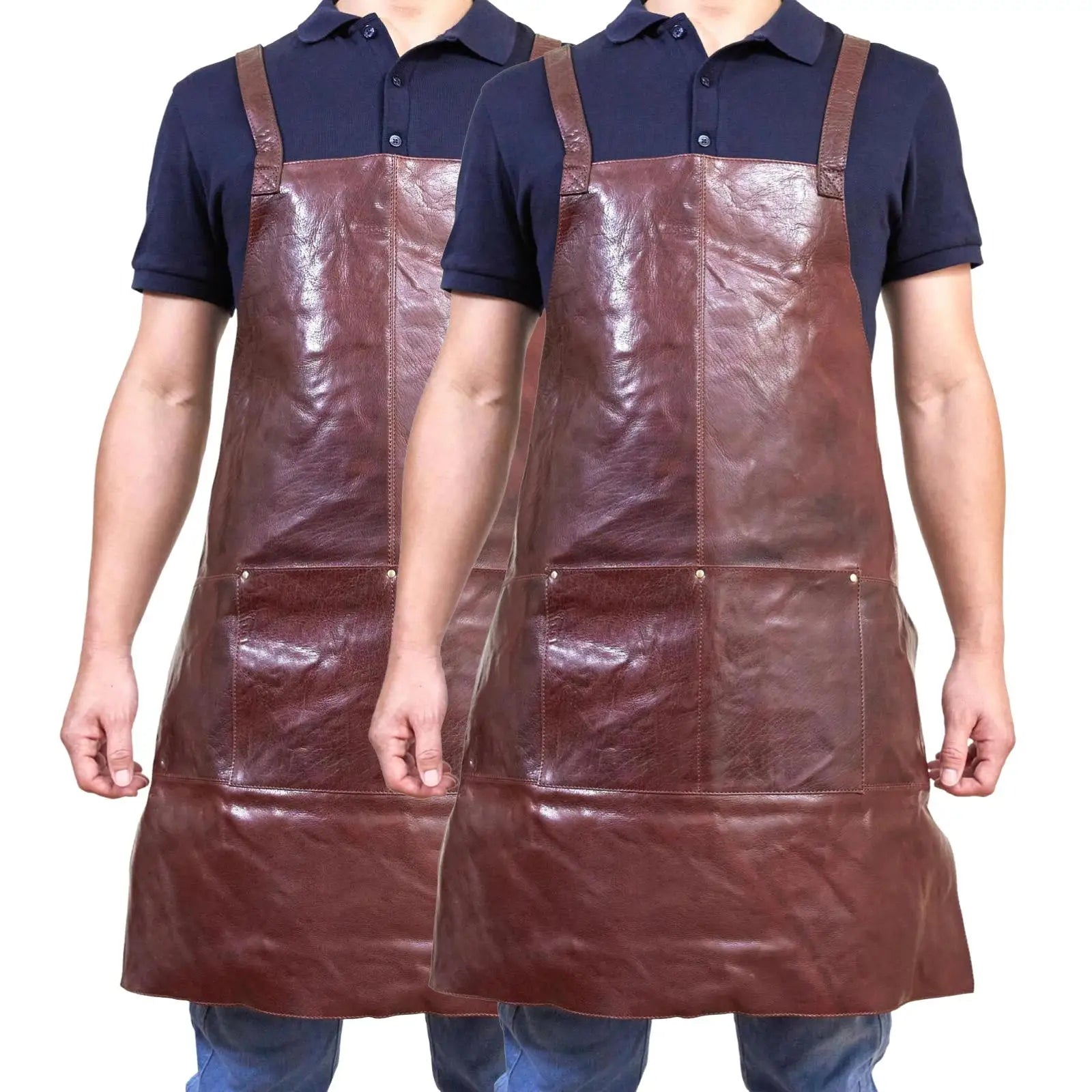 2-Pack Leather Aprons with Pockets