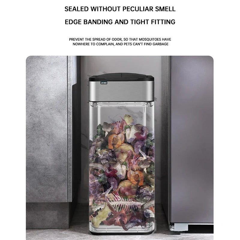 9L Smart Induction Kitchen Trash Bin with Rollers