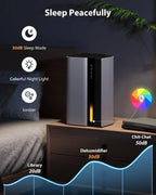 Portable Home Dehumidifier with Drain Hose, Timer & Sleep Mode – Ultra Quiet 1.2L/Day
