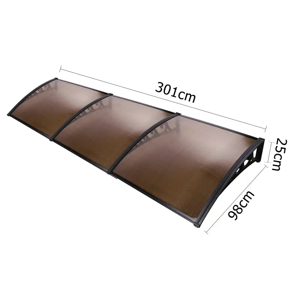 1x3m DIY Window & Door Awning Cover – UV Resistant, Waterproof, Brown