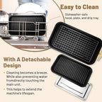 1500W Smokeless Electric Barbecue Grill with 3 Non-Stick Plates & Skewers