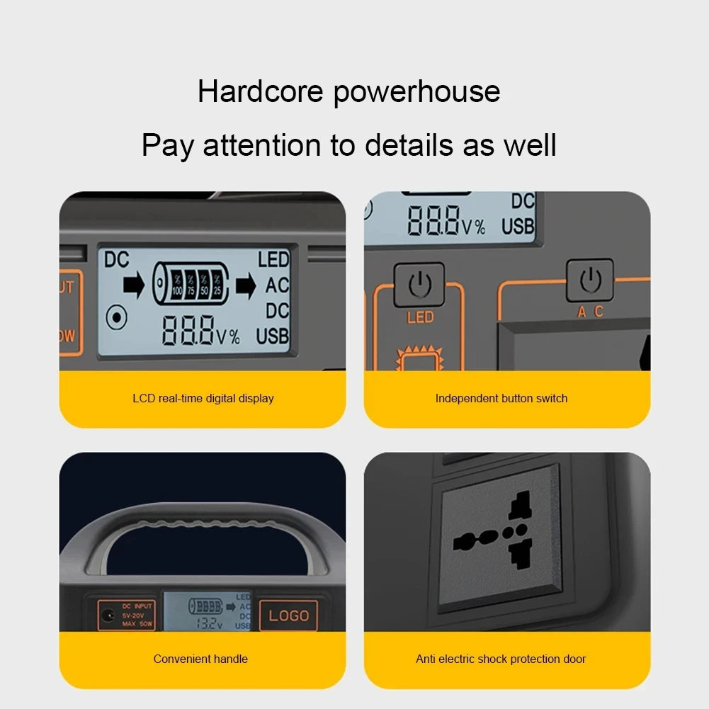 100W Portable Emergency Power Station with LED Light