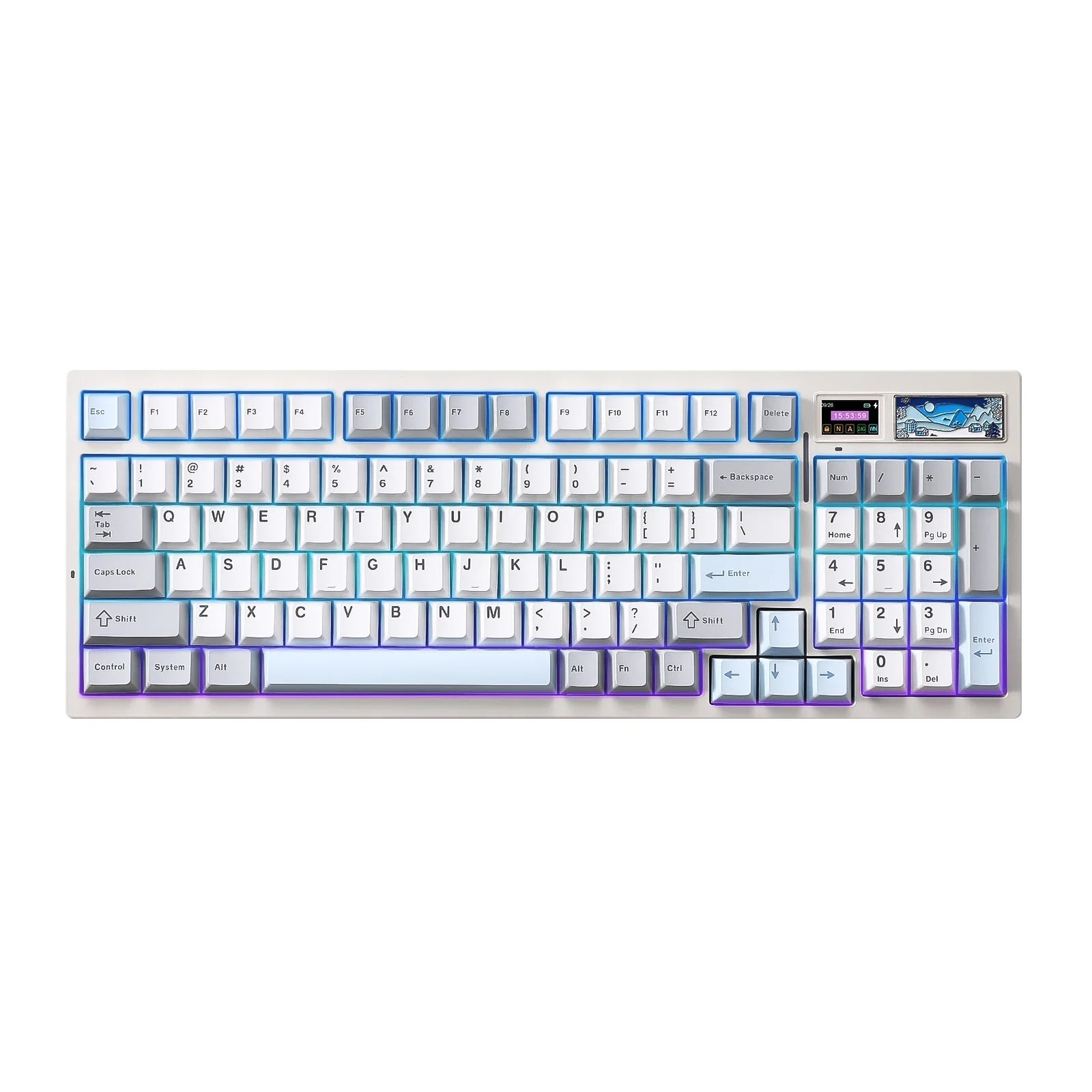 Wireless Mechanical Gaming Keyboard with Smart LCD Display White