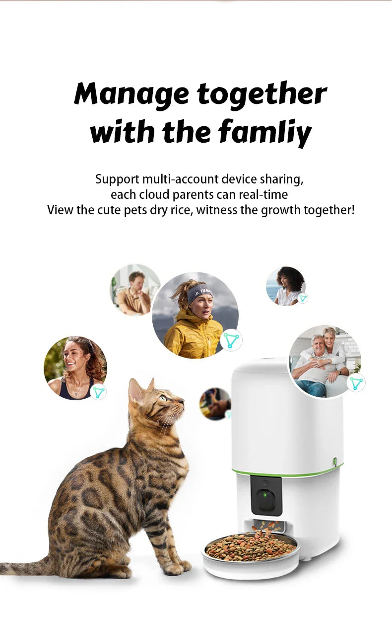 2L Black Auto Pet Feeder with 1080P Camera and WiFi
