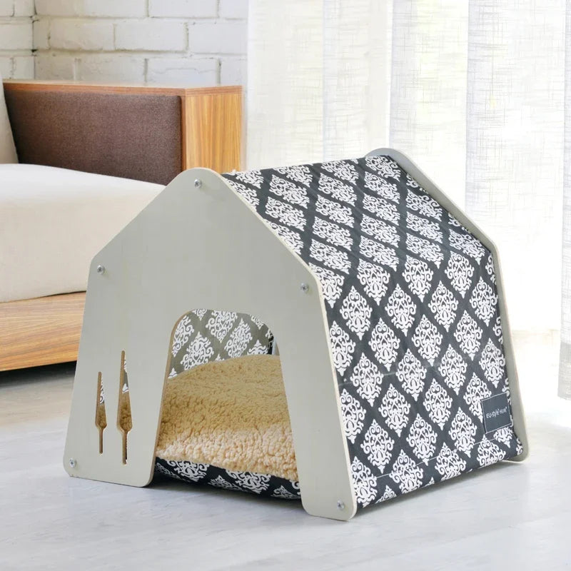 Sustainable Wood Pet House Stylish Indoor Home for Cats & Small Dogs