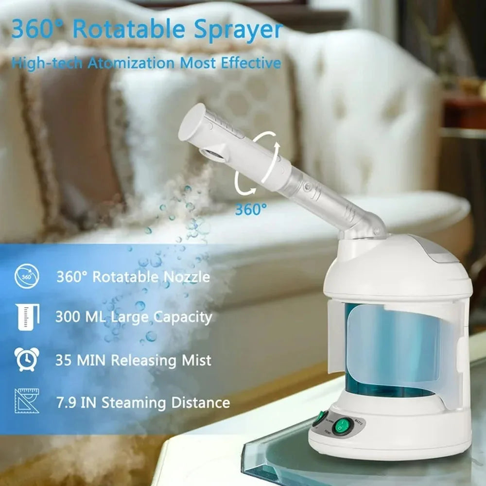 Compact Tabletop Facial Steamer for Deep Hydration & Spa Use
