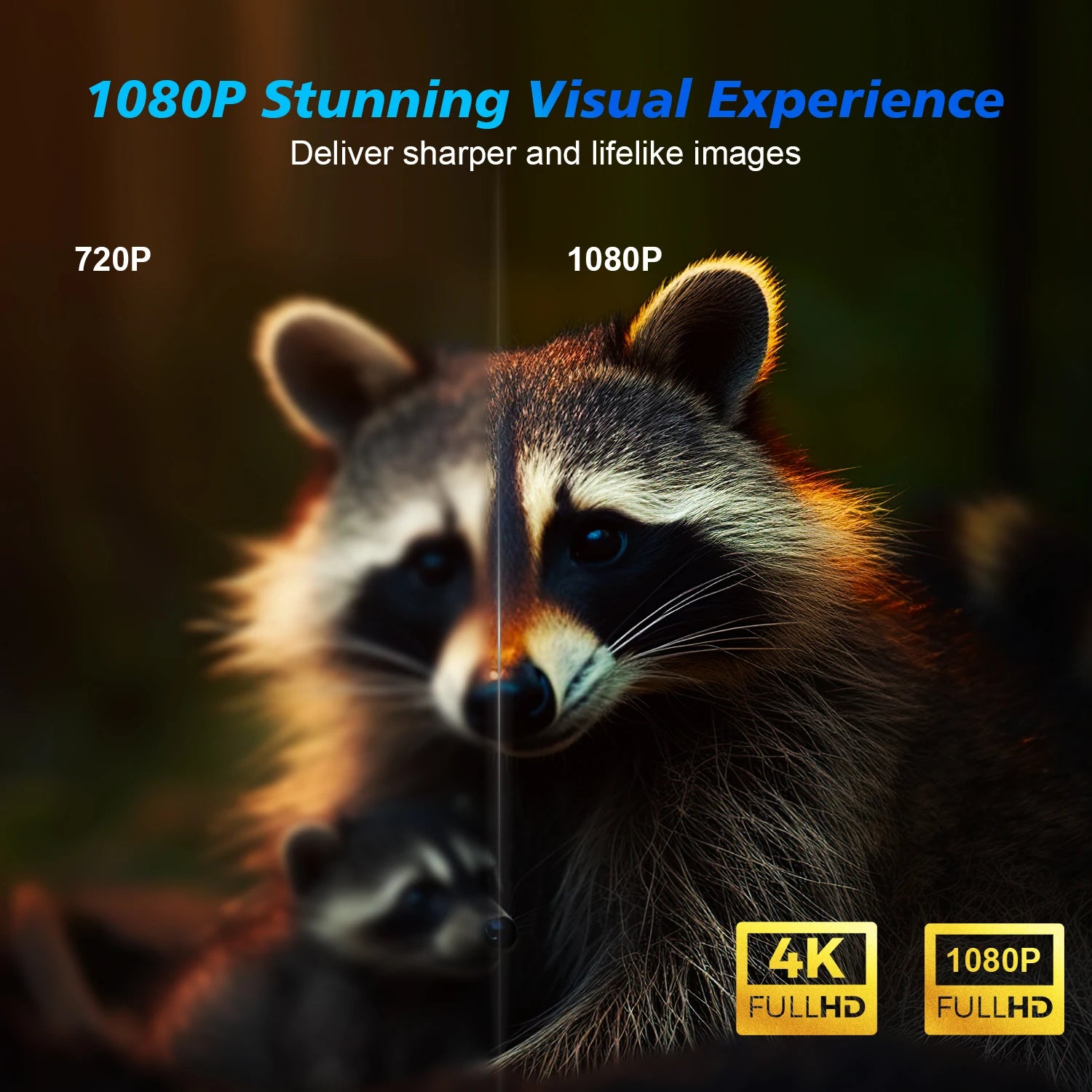 Smart 1080P Home Projector with Voice Control & Bluetooth