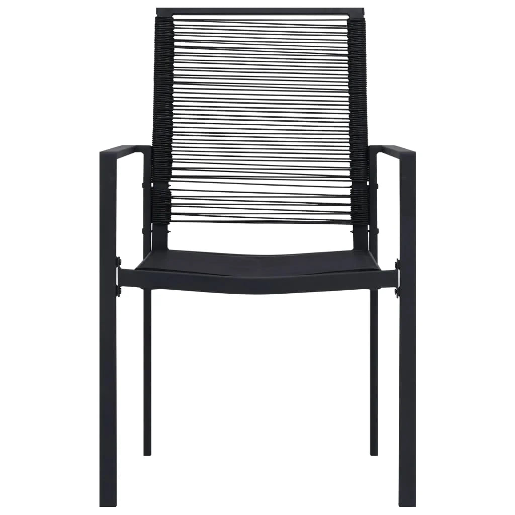 2x Outdoor Garden Chairs PVC Rattan Black – Weather-Resistant & Sturdy Frame