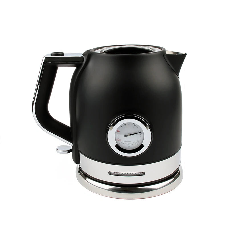 1.5L Black Stainless Steel Electric Kettle with Temperature Display & LED Light