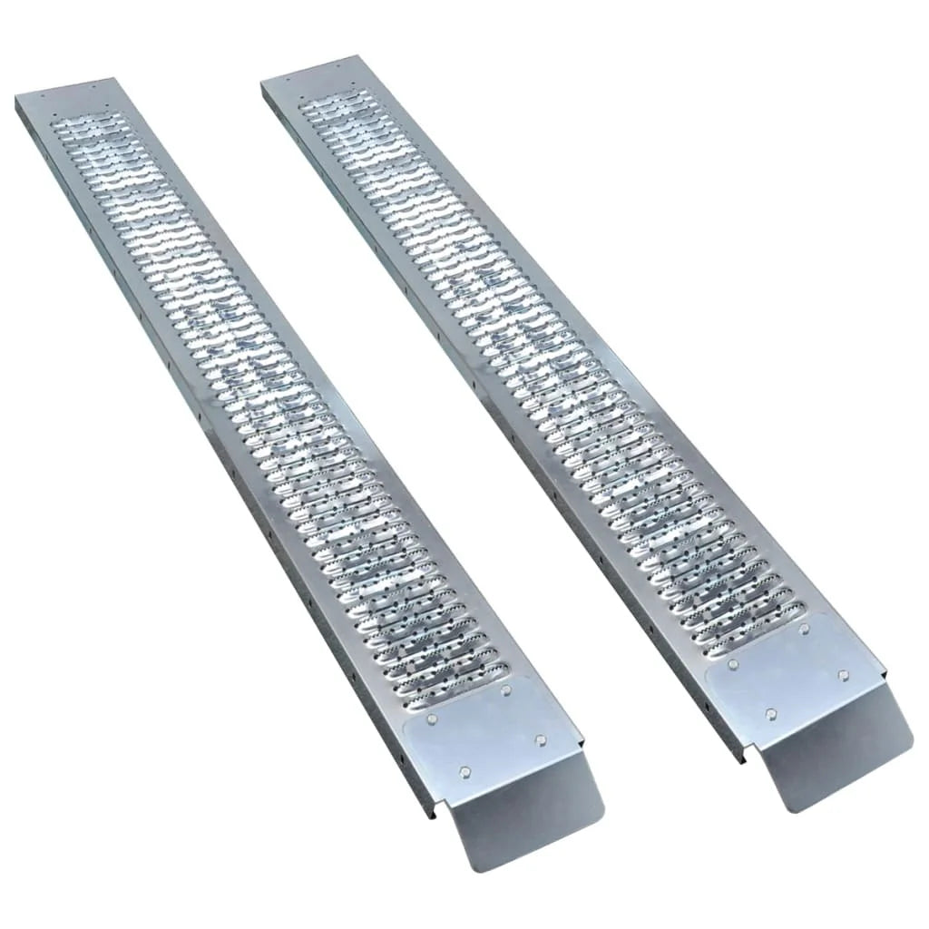 2-in-1 Galvanised Steel Loading Ramps – 450kg Load, Anti-Slip Surface, 170cm Long