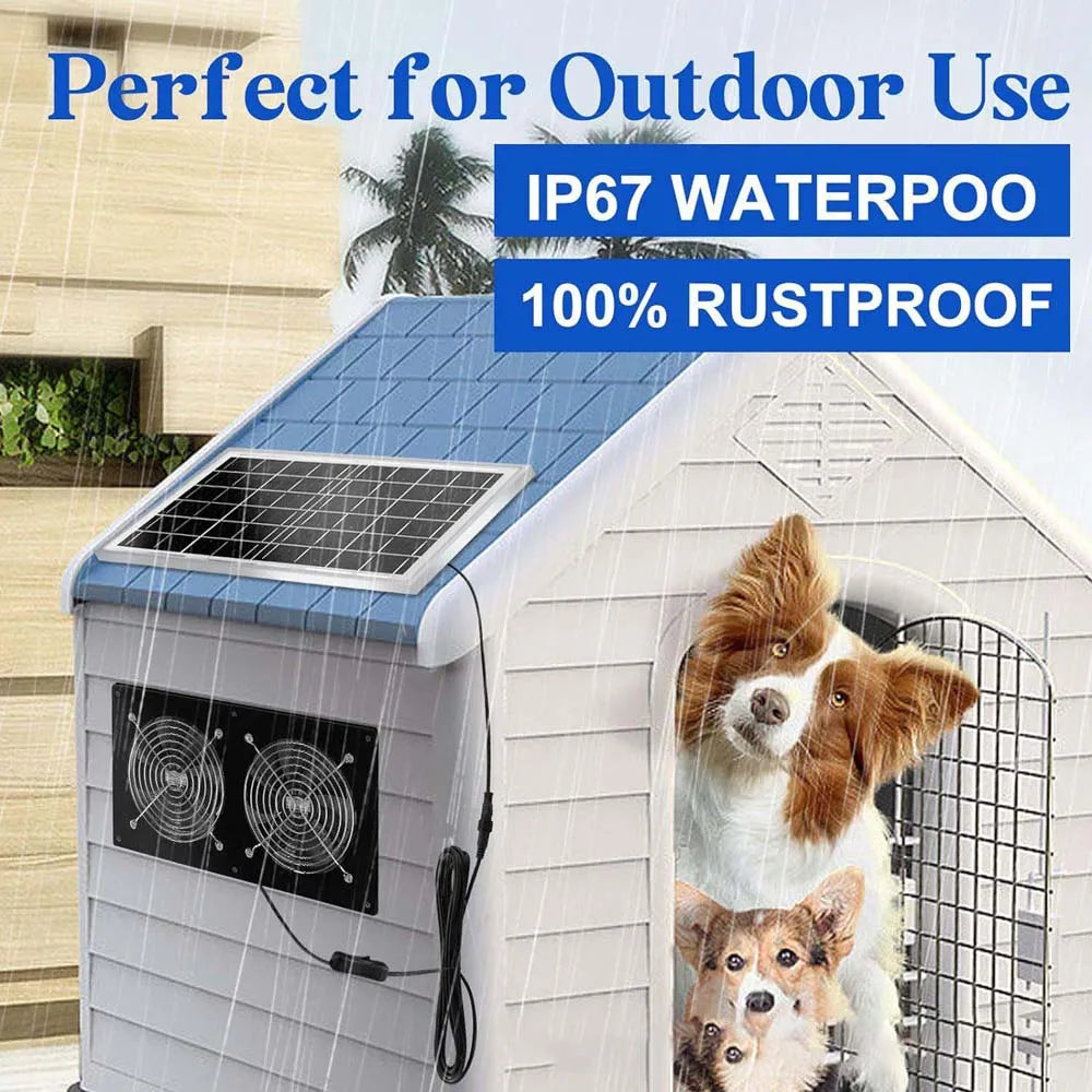 12V Solar Exhaust Fan with Dual Cooling Blades for Kitchen, Greenhouse & Pet Room