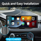 10.26" Portable Wireless CarPlay & Android Auto Screen with Touch Display Dual Camera 64G Card